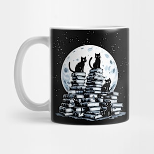 Black Cats reading a banned books, watercolor sunset style, flowers growing from book, cats and books lovers Mug